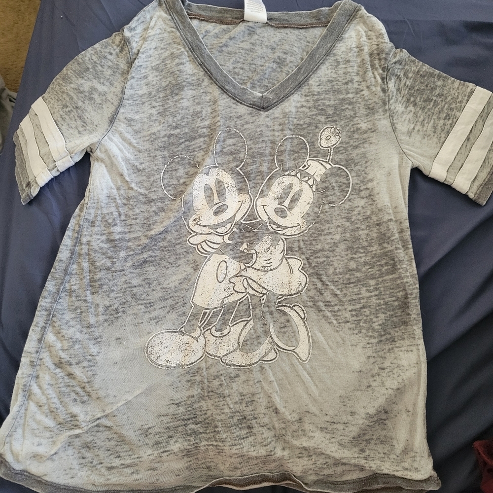 Disney mickey and minnie varsity stripe tshirt size small